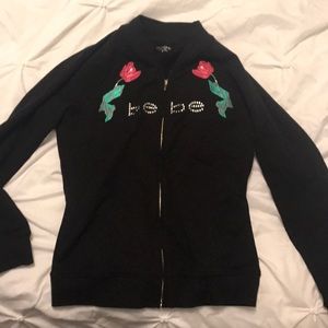 Bebe women's embroidered zip up